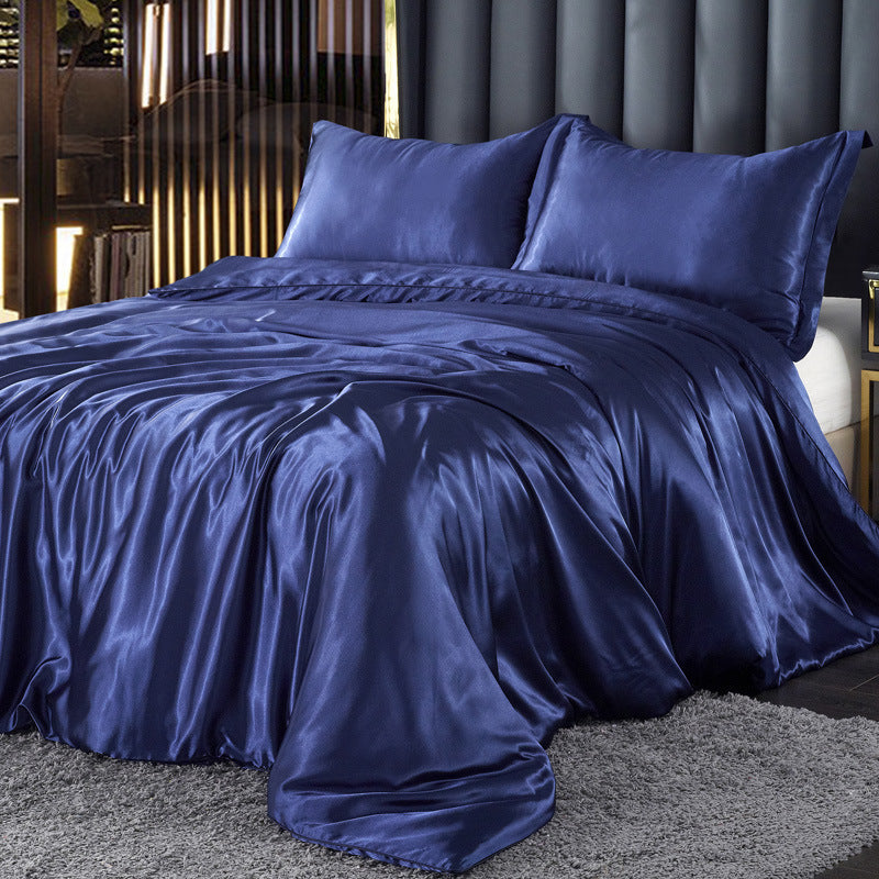 Artificial Silk Double-sided Silk Satin Quilt Cover Bed Sheet Four-piece Set