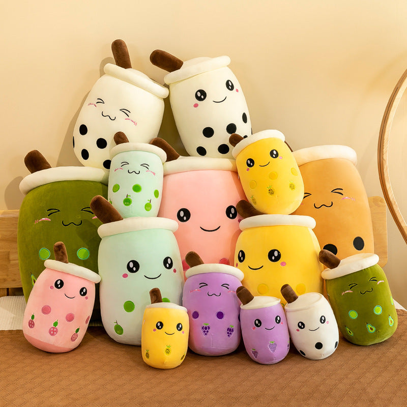 Fruit Milky Tea Cup Pillow Plush Toy Leather Phone Case