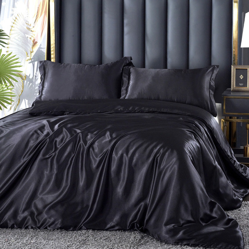 Artificial Silk Double-sided Silk Satin Quilt Cover Bed Sheet Four-piece Set