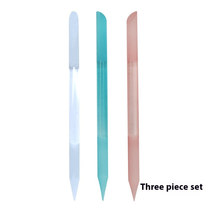 Full-color Cylindrical Glass Nail File Manicure Implement Manicure Household Double-headed Nail-free