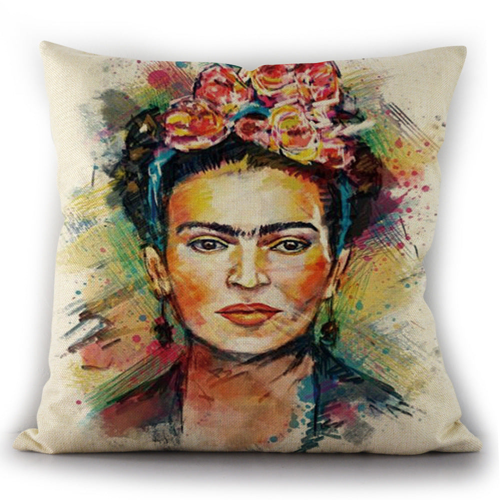 Self-portrait Oil Painting Linen Cushion Pillowcase
