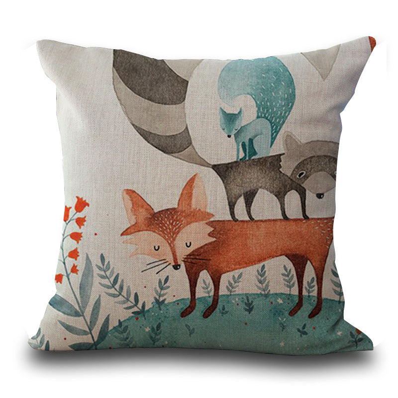 Hand-painted Fox Peach Skin Print Pillow