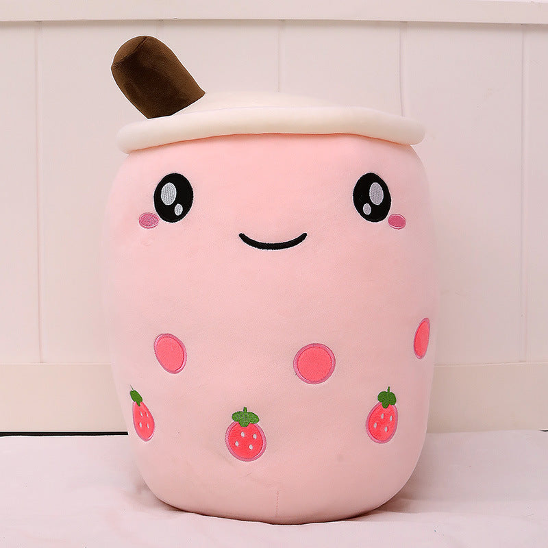 Fruit Milky Tea Cup Pillow Plush Toy Leather Phone Case