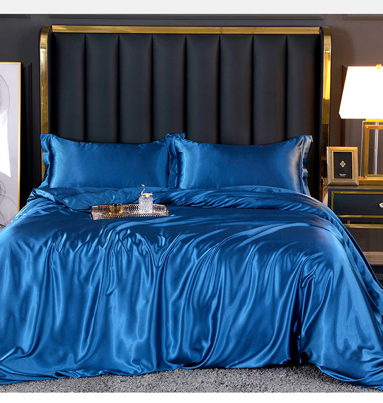 Artificial Silk Double-sided Silk Satin Quilt Cover Bed Sheet Four-piece Set