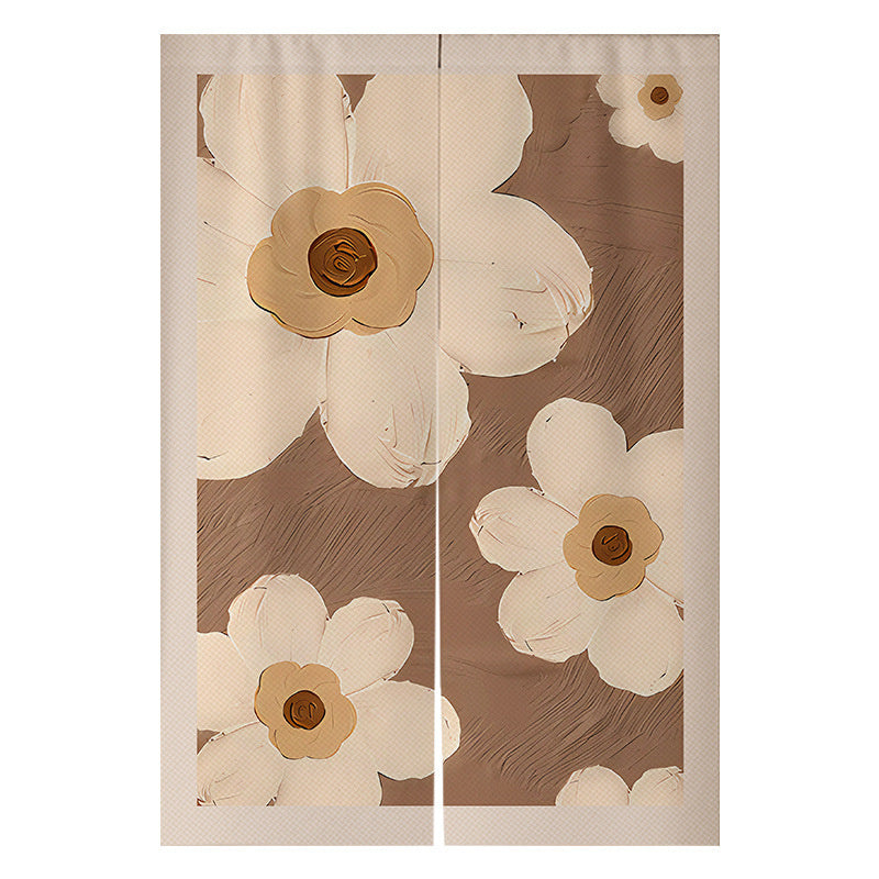 Cream Flowers Simple Door Curtain Bathroom Windshield