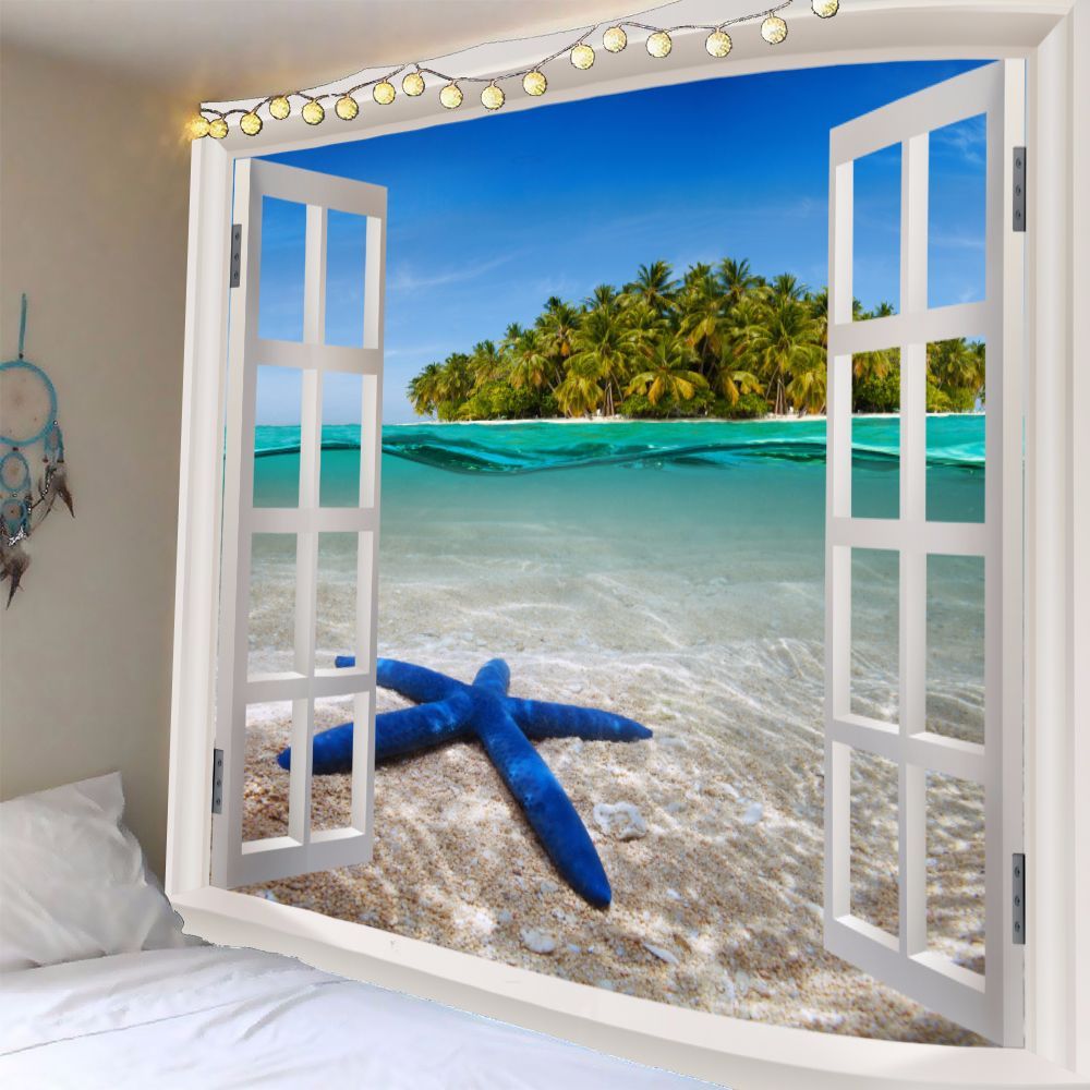 Blue Starfish Digital Printing Tapestry Wall Decoration