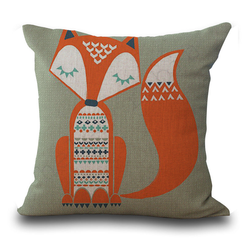 Hand-painted Fox Peach Skin Print Pillow