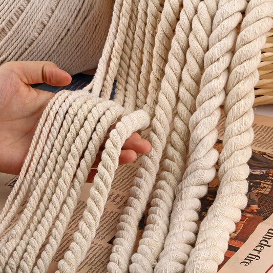 Coarse Cotton Rope 1-2-3-20mm Three-strand Beige Cotton String