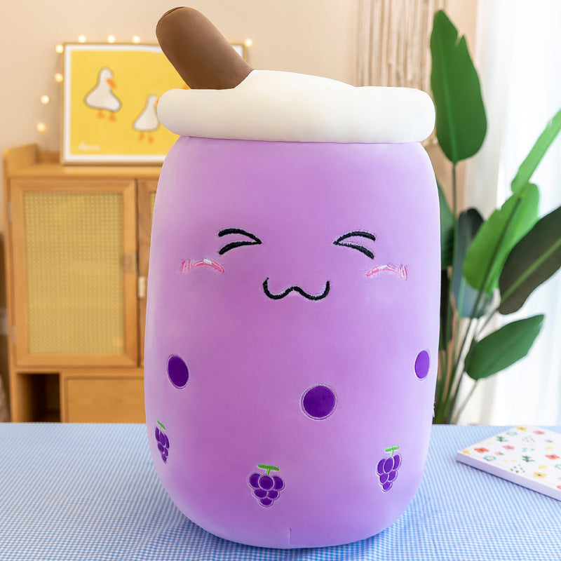 Fruit Milky Tea Cup Pillow Plush Toy Leather Phone Case