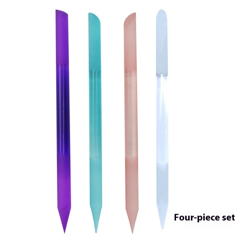 Full-color Cylindrical Glass Nail File Manicure Implement Manicure Household Double-headed Nail-free