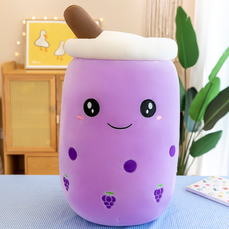 Fruit Milky Tea Cup Pillow Plush Toy Leather Phone Case