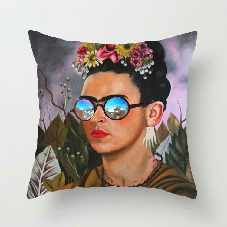 New Mexico Frida Caro Woman Self-portrait Pattern Digital Printing Linen Pillow Cover