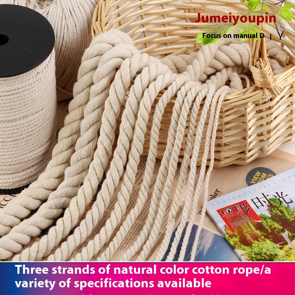 Coarse Cotton Rope 1-2-3-20mm Three-strand Beige Cotton String
