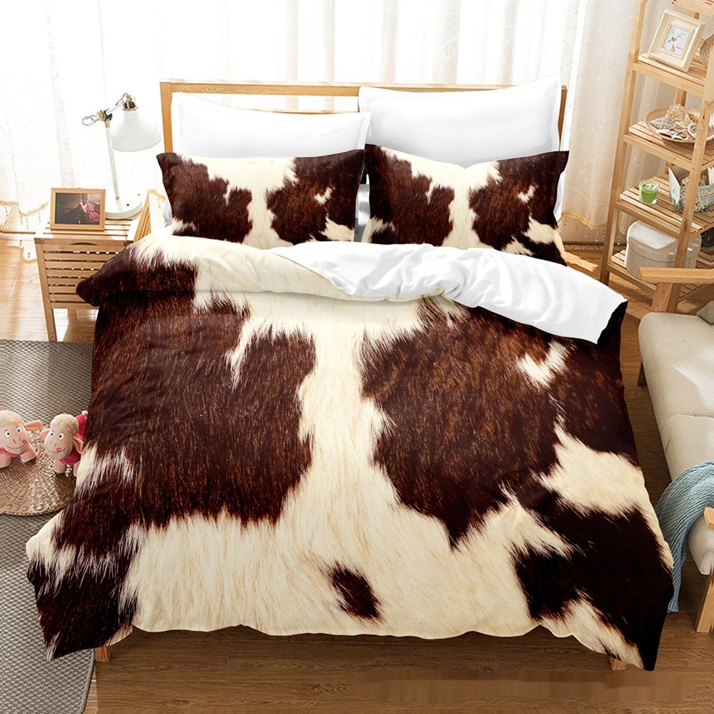 Printed Home Textile Animal Fur Grain Duvet Cover Pillowcase Three-piece Set