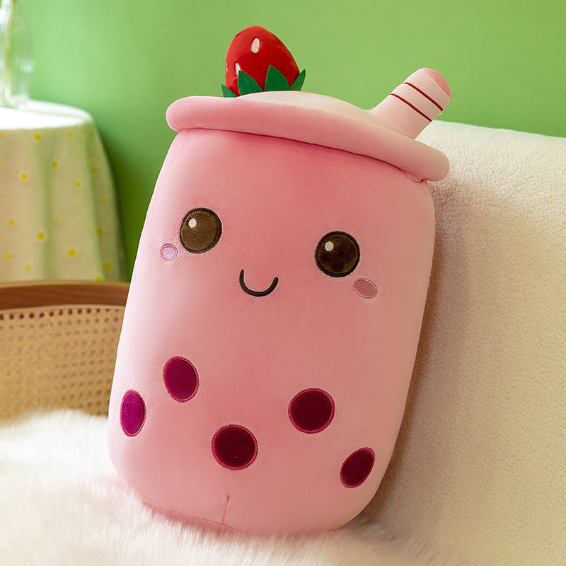 Fruit Milky Tea Cup Pillow Plush Toy Leather Phone Case