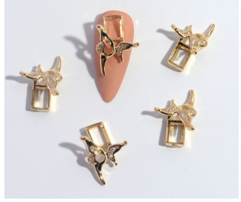 Nail Ornament Zircon Flower Tassel Chain