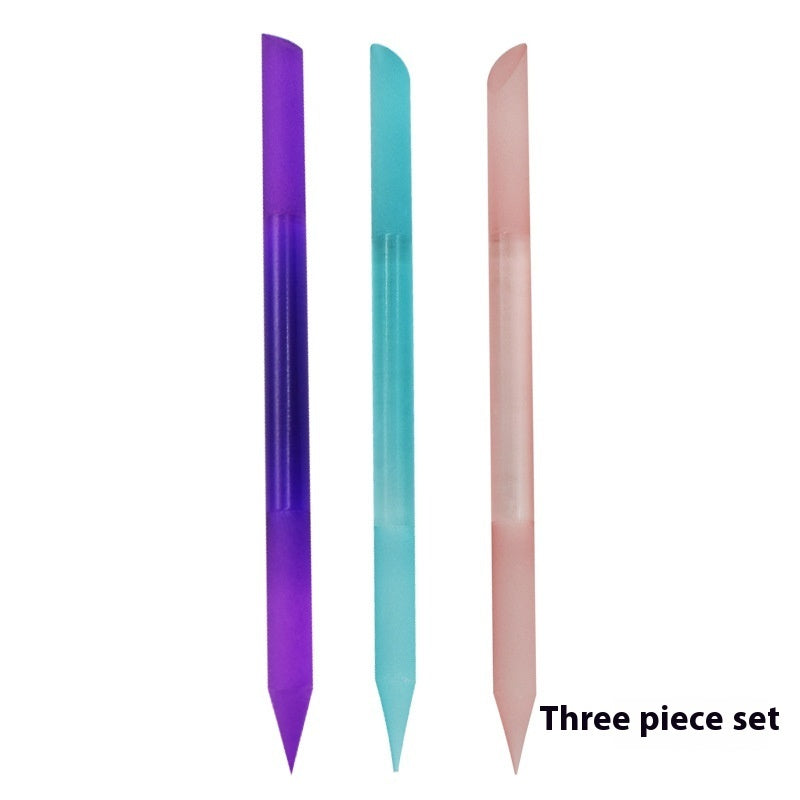Full-color Cylindrical Glass Nail File Manicure Implement Manicure Household Double-headed Nail-free